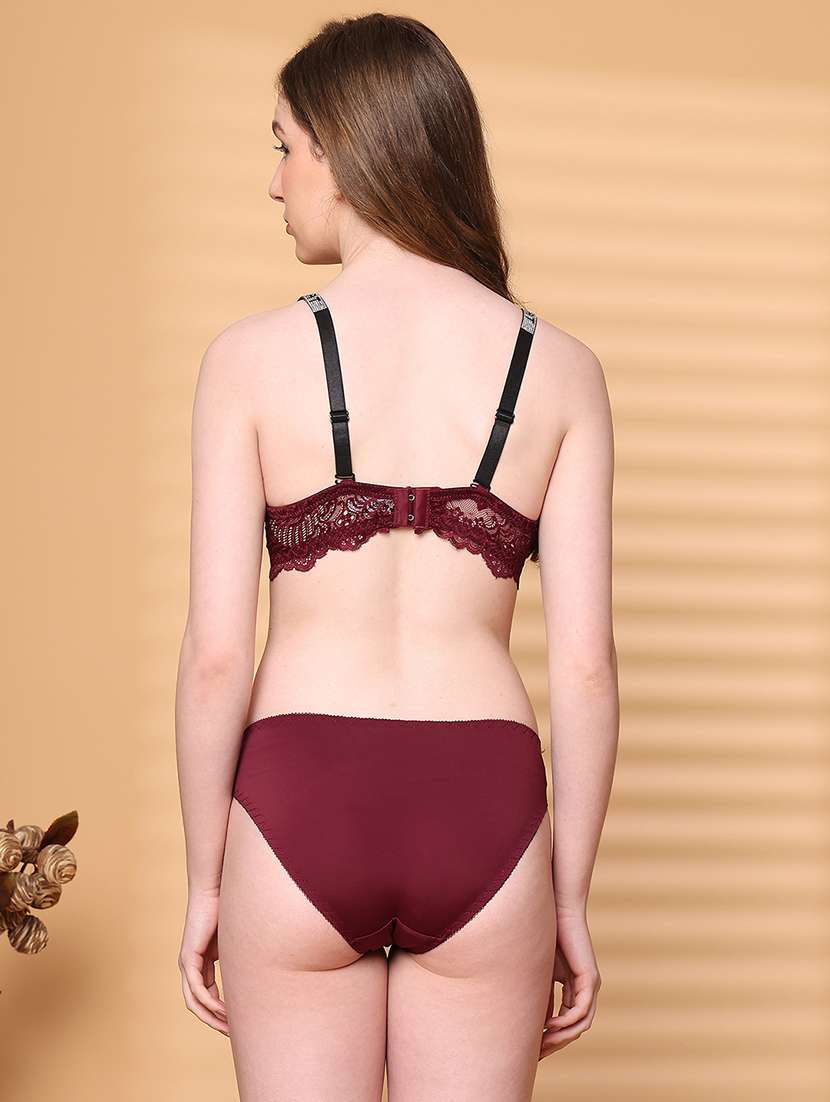 women solid bras and panty set - 21730062 - Standard Image - 3