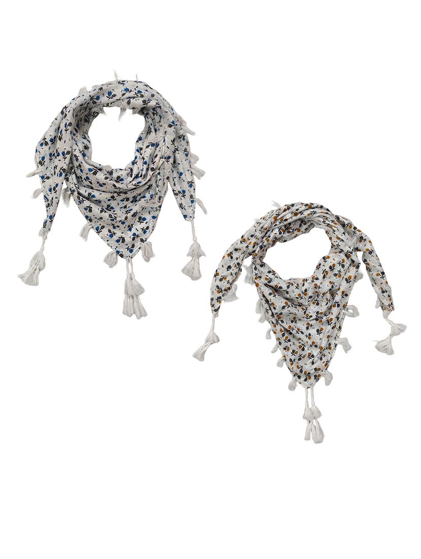 women pack of 2 printed tassel detailed scarves - 21730153 -  Zoom Image - 0