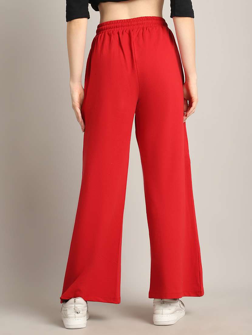 women solid high rise relaxed fit track pant - 21730174 -  Standard Image - 3
