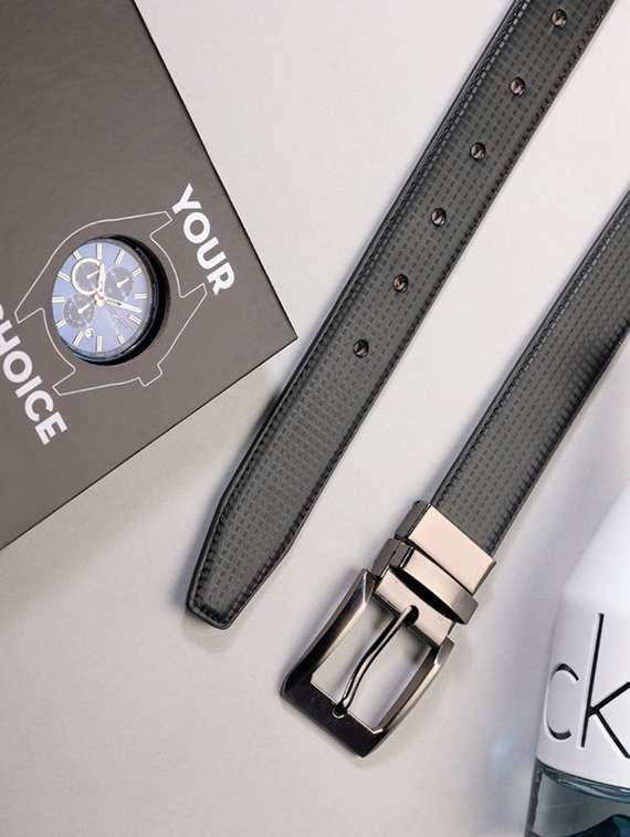 men black leather wallet & belt gift combo - 21730203 -  Standard Image - 3