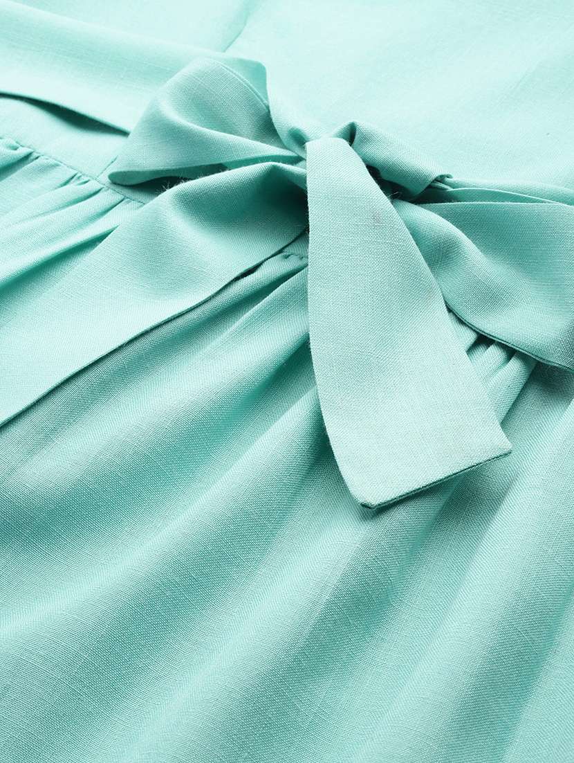 women solid puff sleeves tiered dress - 21730254 -  Standard Image - 5