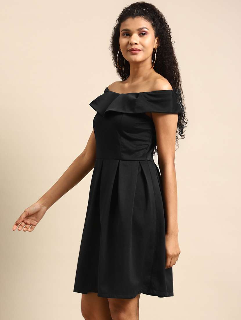 women solid a-line dress