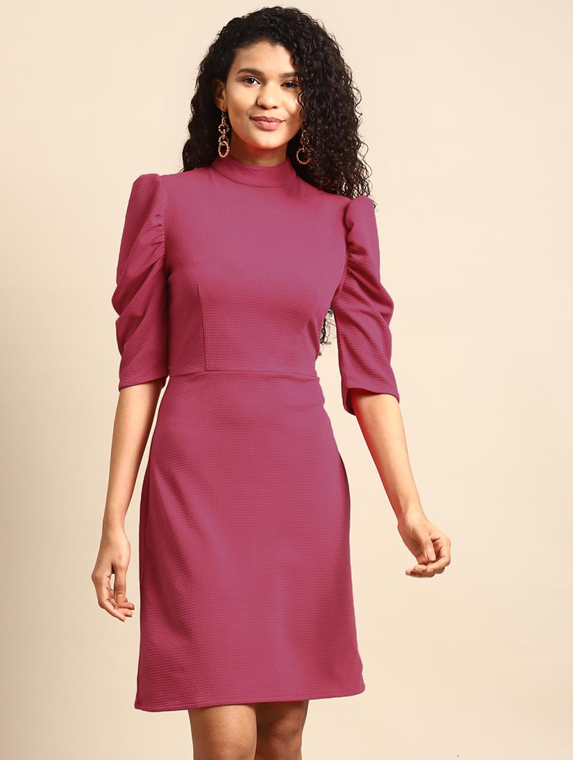 women solid sheath dress