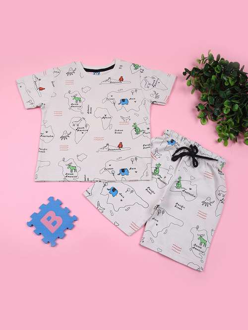 boys printed t-shirt & shorts co-ords set - 21730383 -  Standard Image - 0