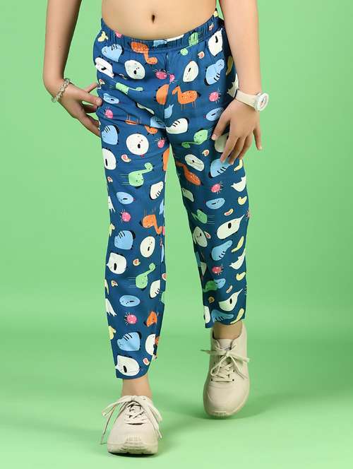 girls printed mid rise track pant  - 21730392 -  Standard Image - 0