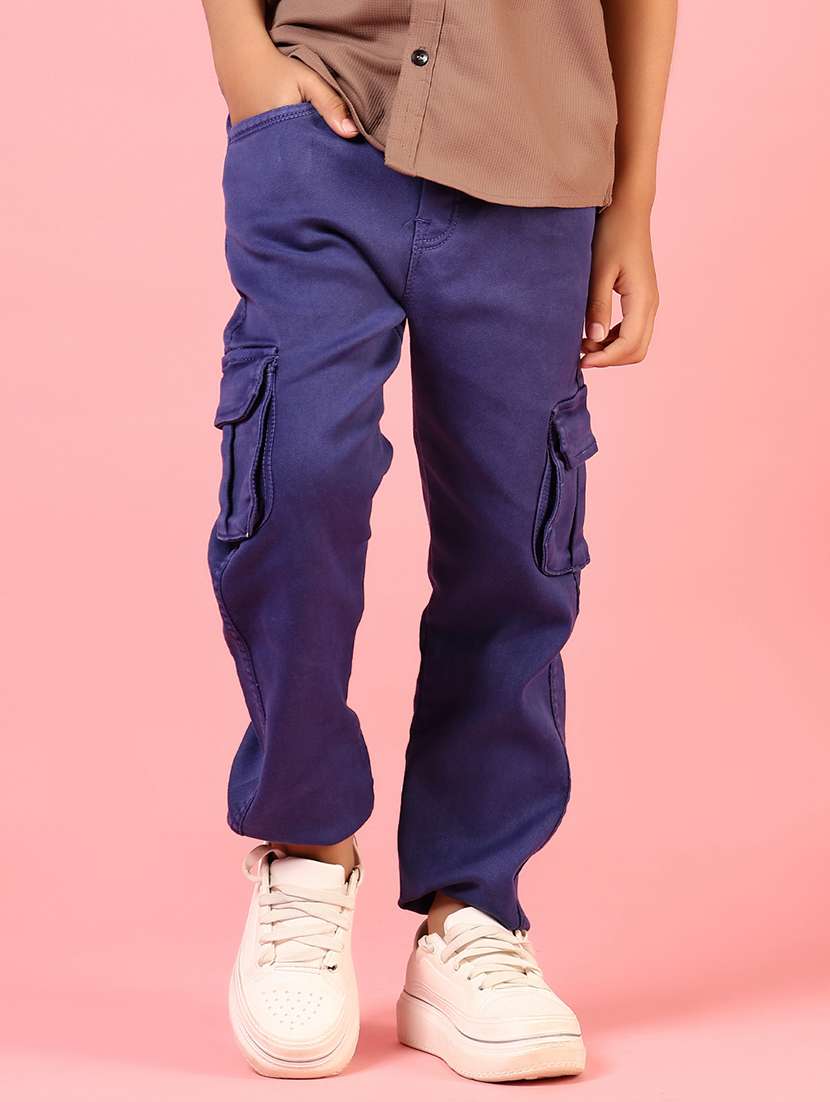 boys solid mid rise denim cargo - 21730397 -  Standard Image - 3