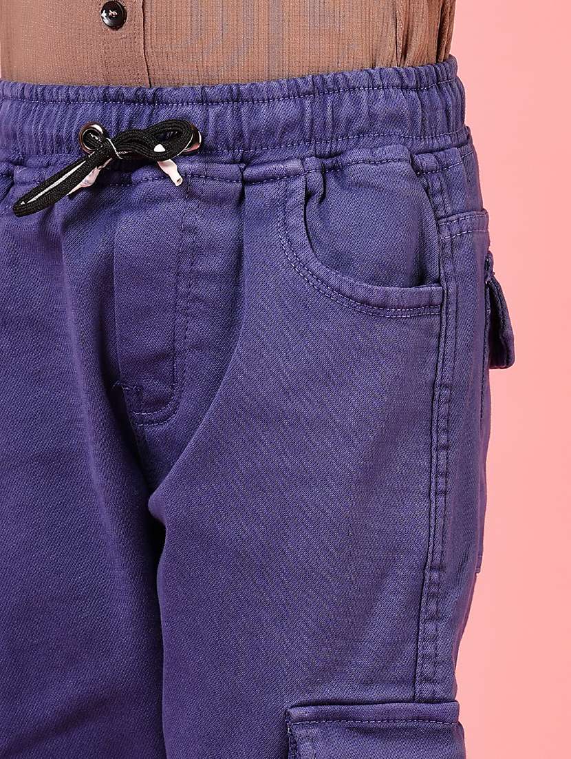 boys solid mid rise denim cargo - 21730397 -  Standard Image - 5