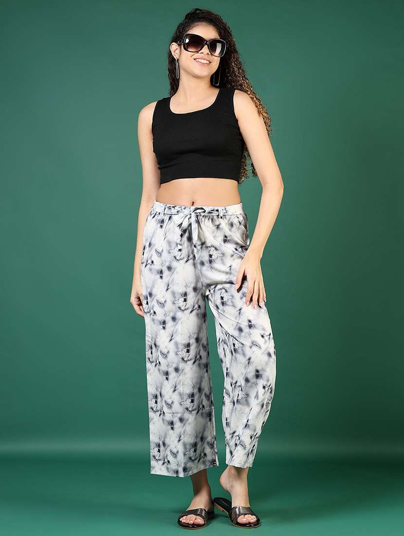 women printed mid rise straight palazzo - 21730405 - Standard Image - 5