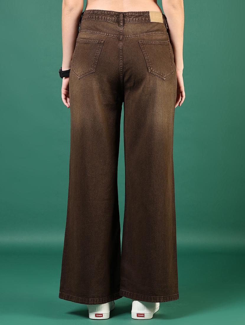 women brown high rise full length jean - 21730411 - Standard Image - 3