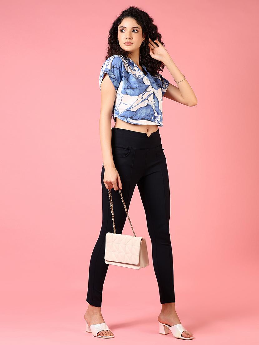 women printed short sleeves crop shirt - 21730418 - Standard Image - 3