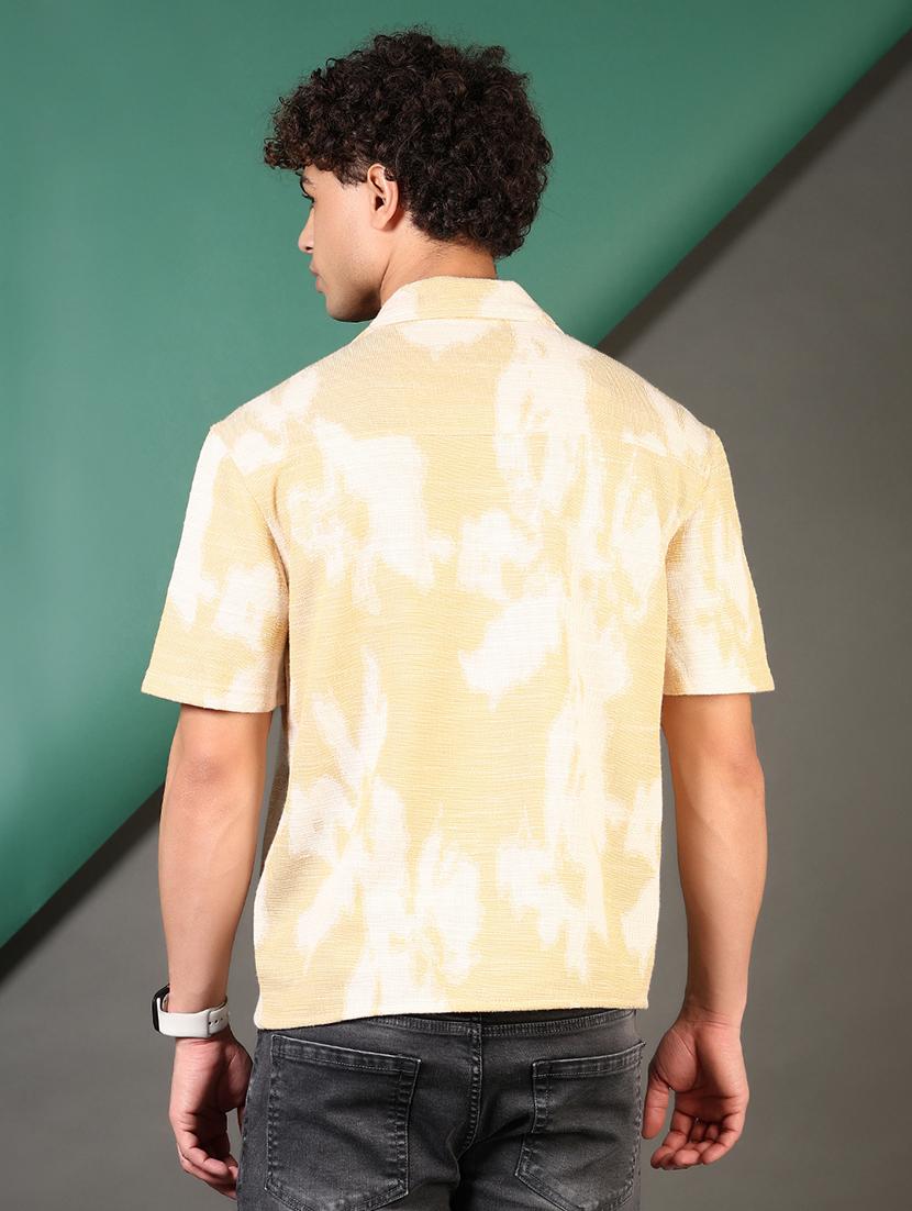 men printed cuban collared casual shirt - 21730430 - Standard Image - 3