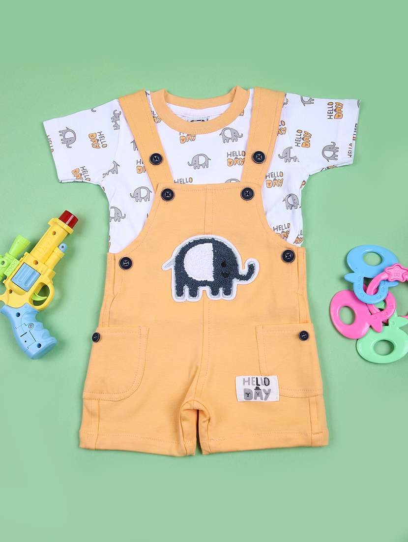 boys printed t-shirt & dungaree casual wear set