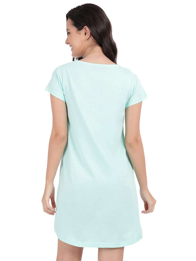women solid round neck sleepshirt - 21730647 -  Standard Image - 3