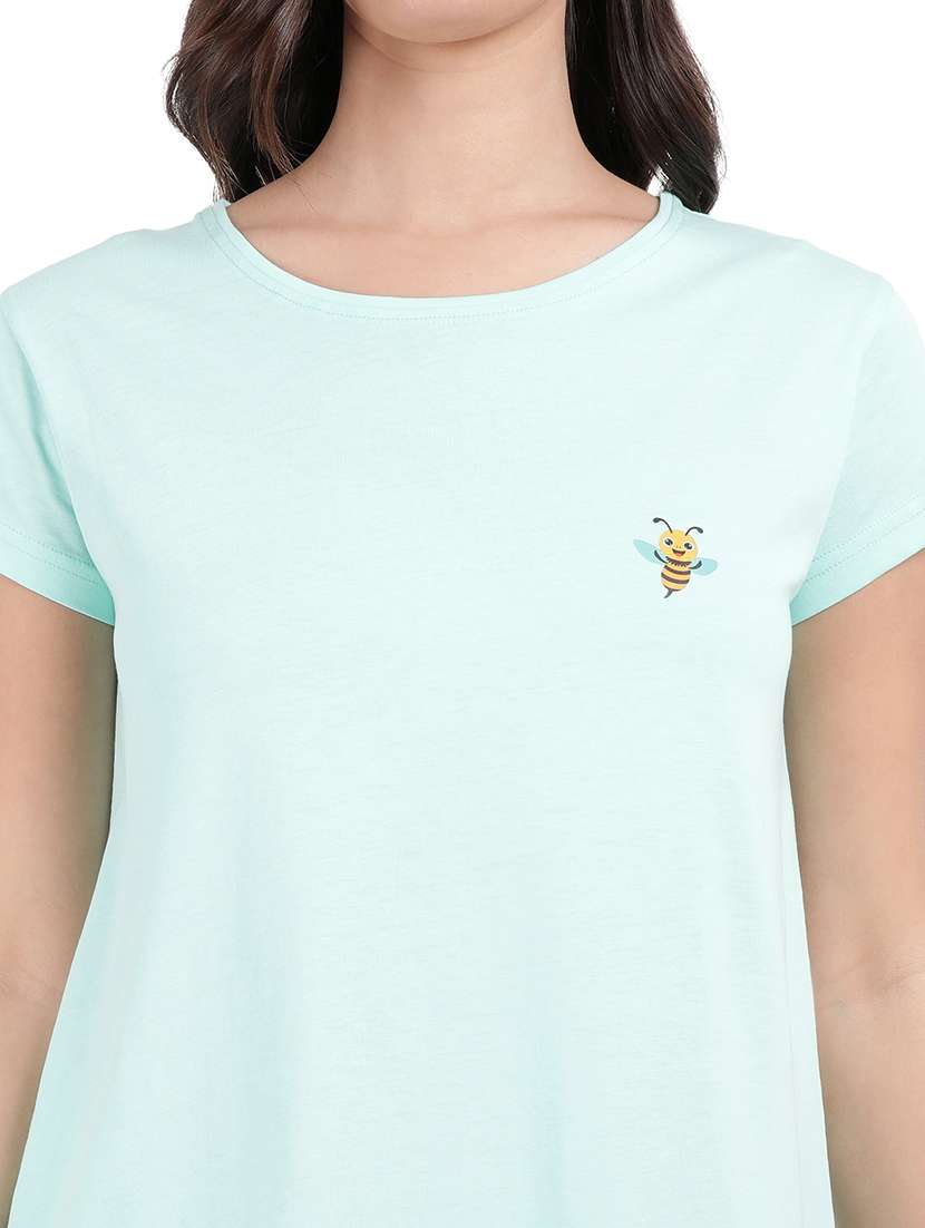 women solid round neck sleepshirt - 21730647 -  Standard Image - 5