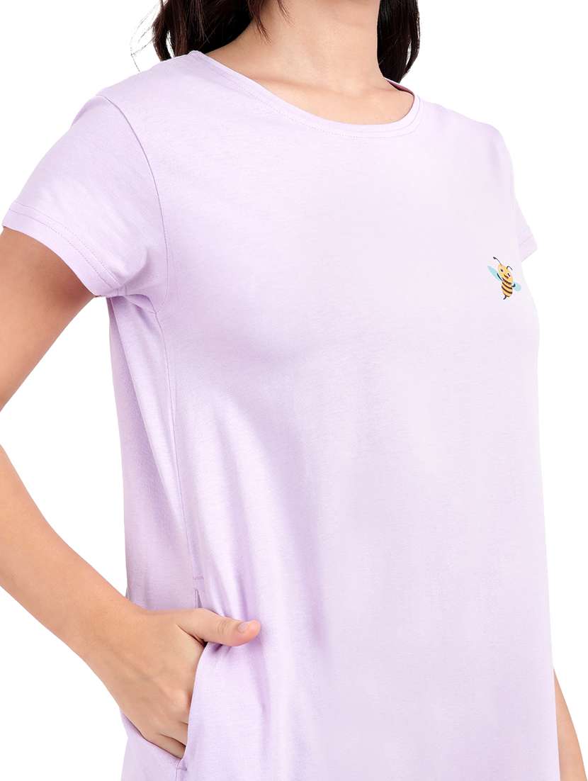 women solid round neck sleepshirt - 21730650 -  Standard Image - 5
