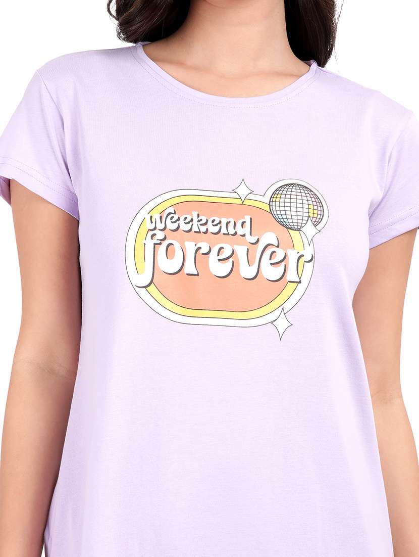 women printed round neck sleepshirt - 21730655 -  Standard Image - 5