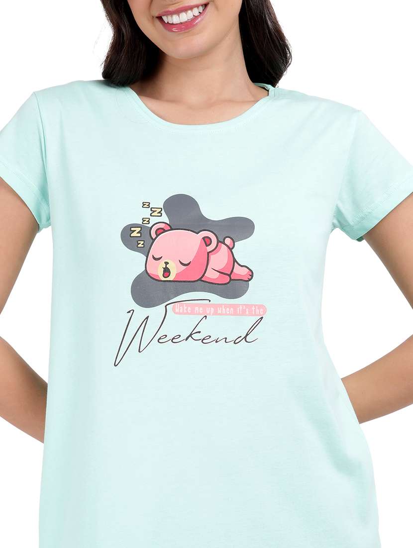 women printed round neck sleepshirt - 21730662 -  Standard Image - 5