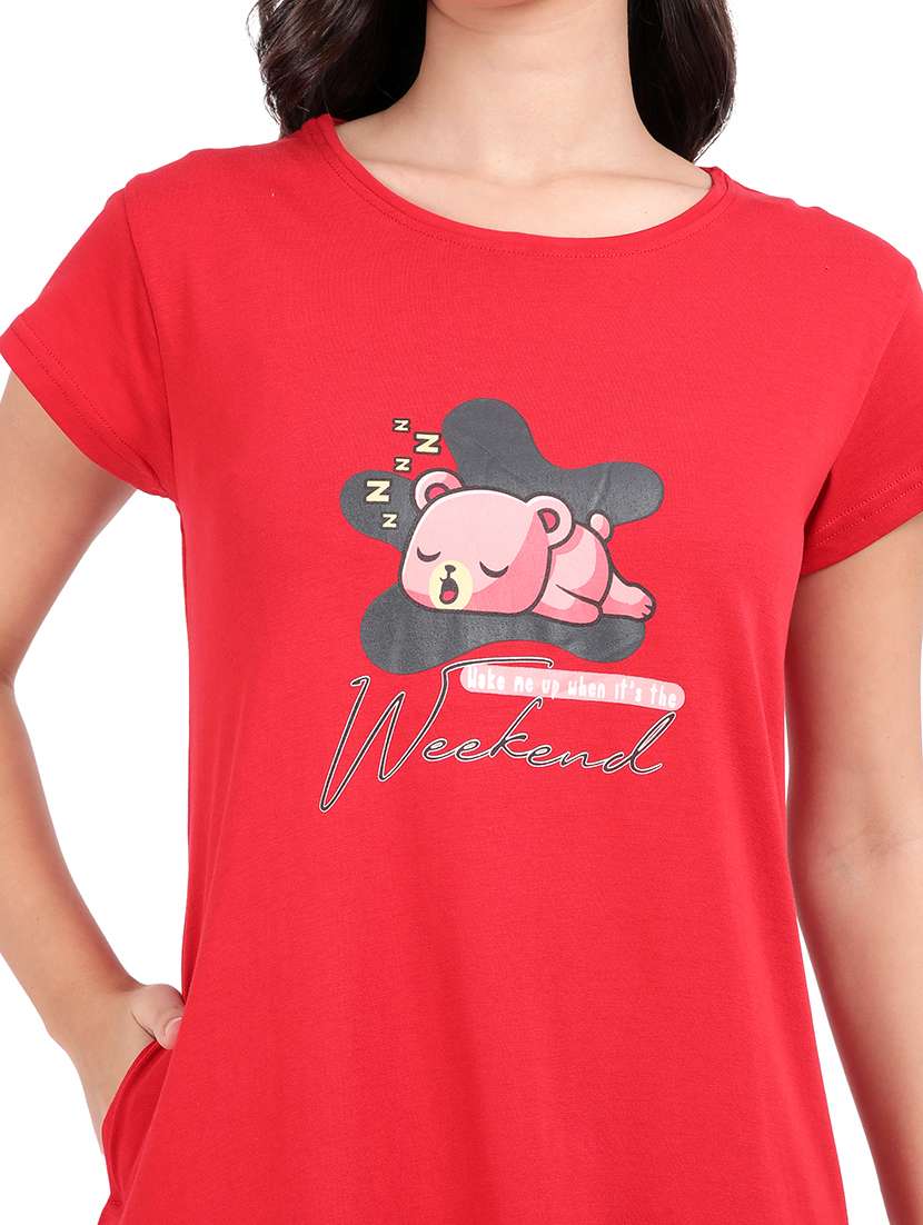 women printed round neck sleepshirt - 21730663 -  Standard Image - 5