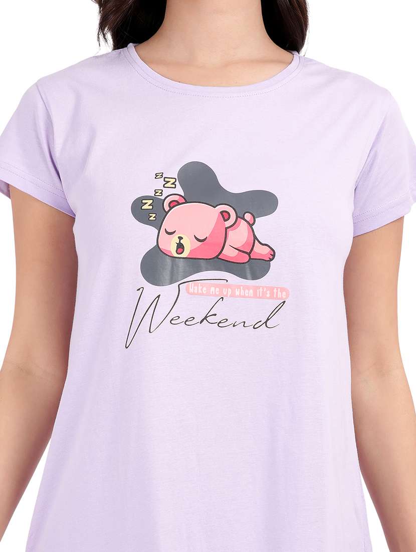 women printed round neck sleepshirt - 21730665 -  Standard Image - 5