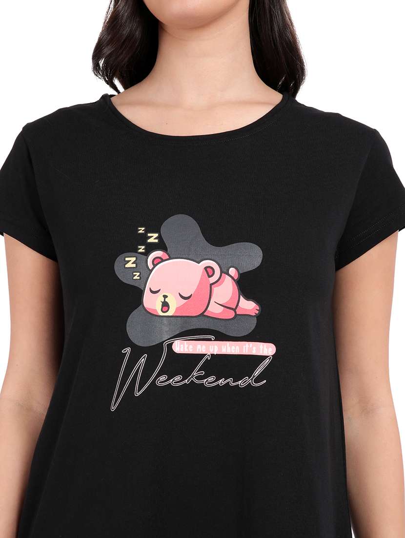 women printed round neck sleepshirt - 21730666 -  Standard Image - 5