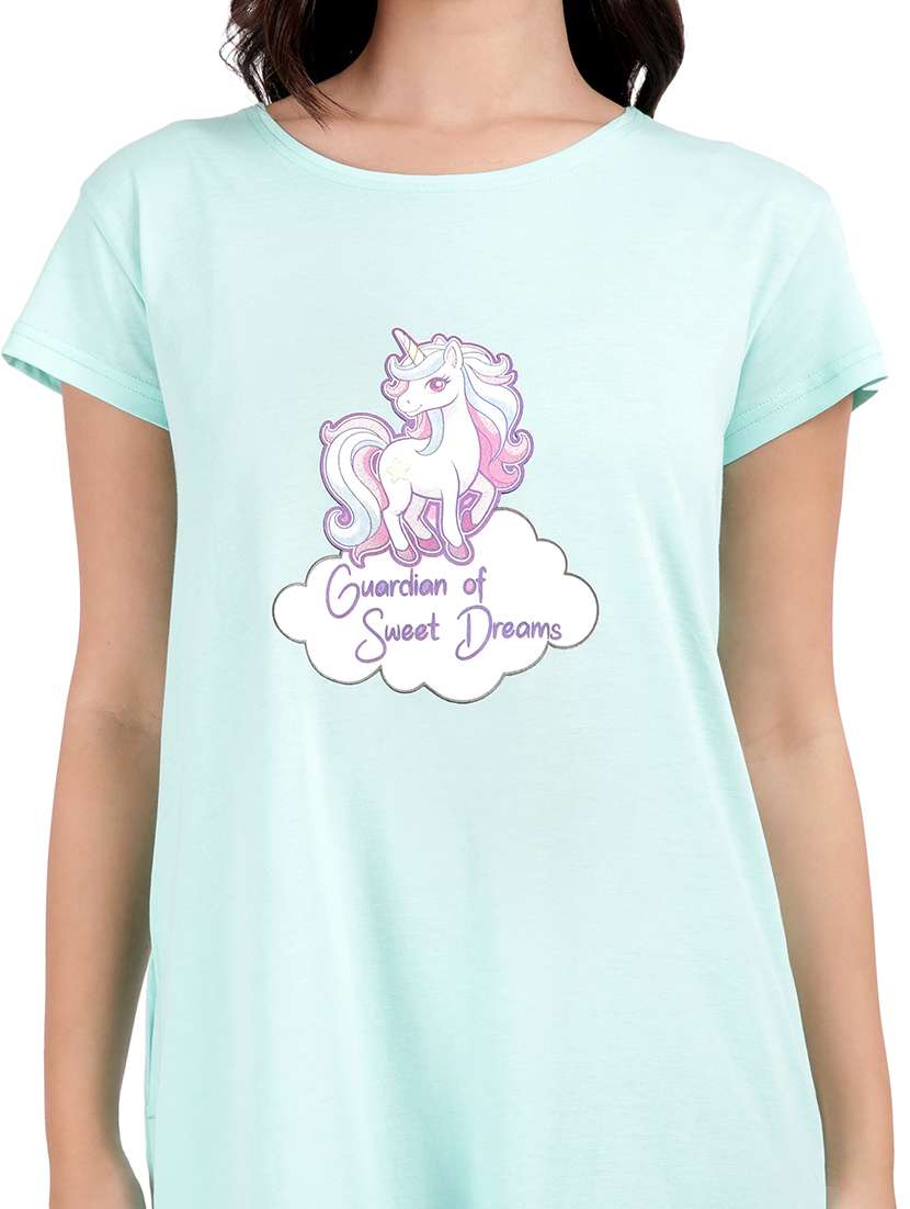 women printed round neck sleepshirt - 21730672 -  Standard Image - 5