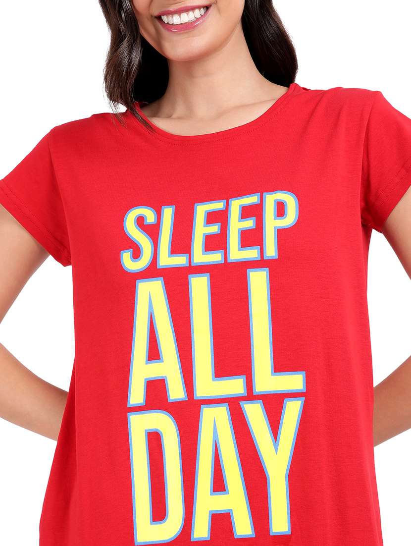 women printed round neck sleepshirt - 21730678 -  Standard Image - 5