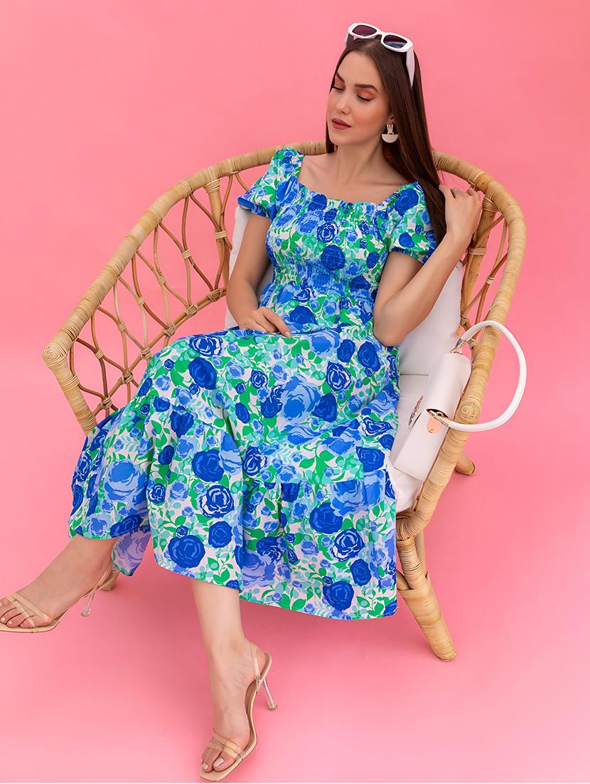 women floral print fit & flare dress - 21730682 - Standard Image - 3