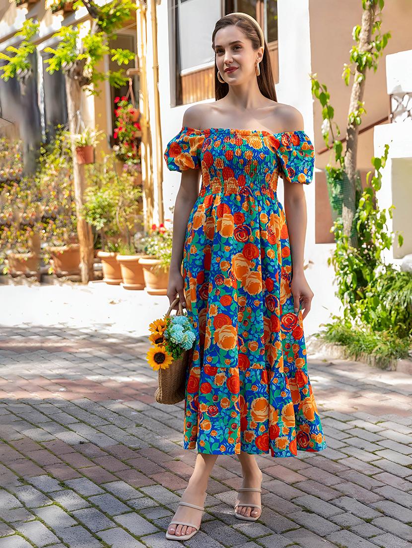 women floral print fit & flare dress - 21730683 - Standard Image - 3