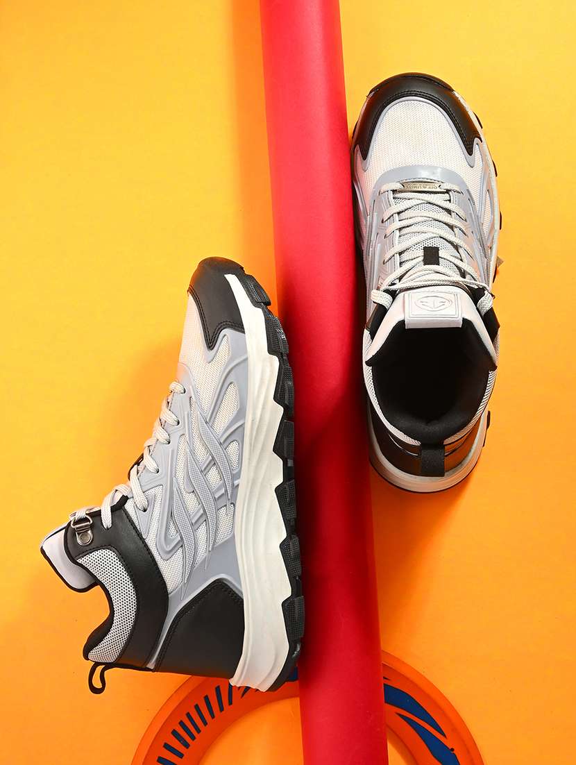 men grey lace up high ankle sneaker