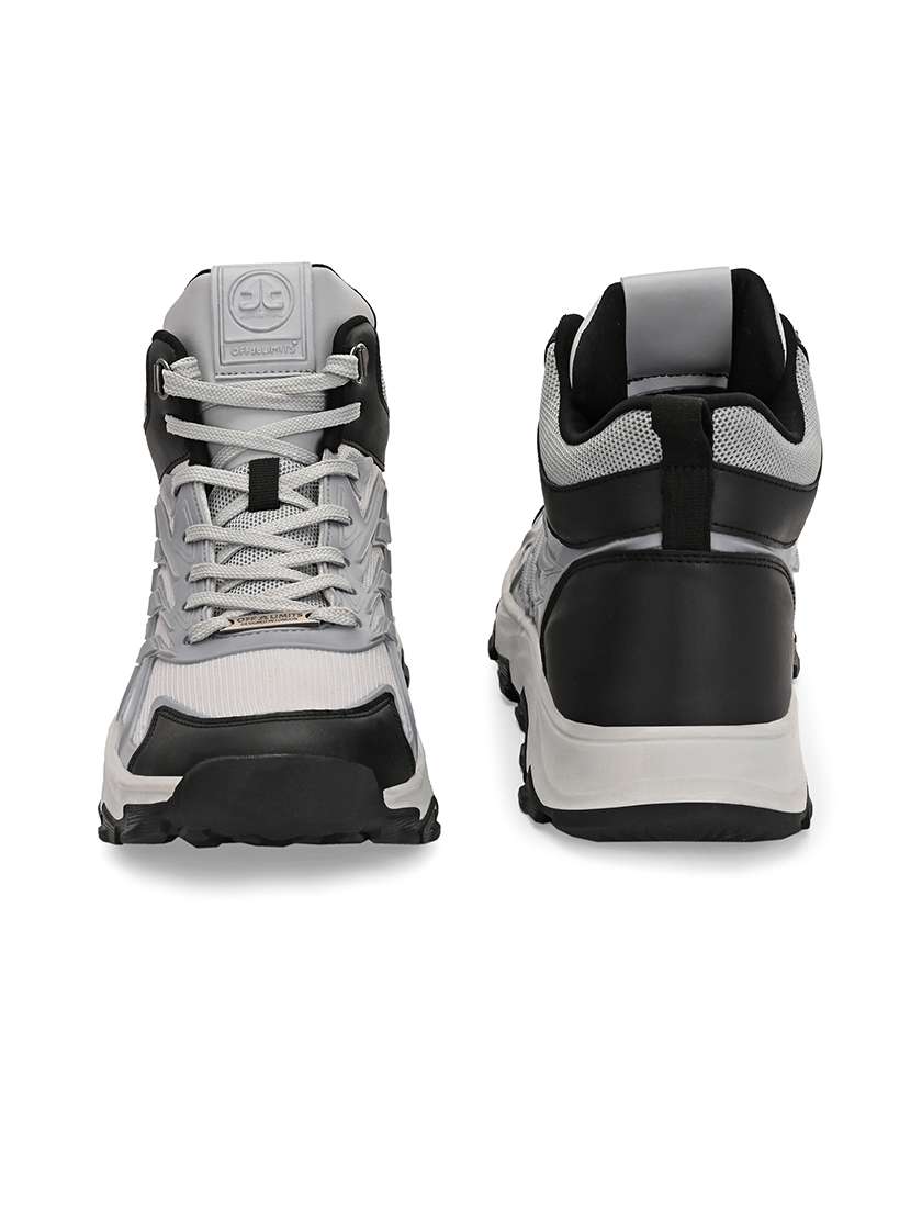 men grey lace up high ankle sneaker - 21730685 -  Standard Image - 3