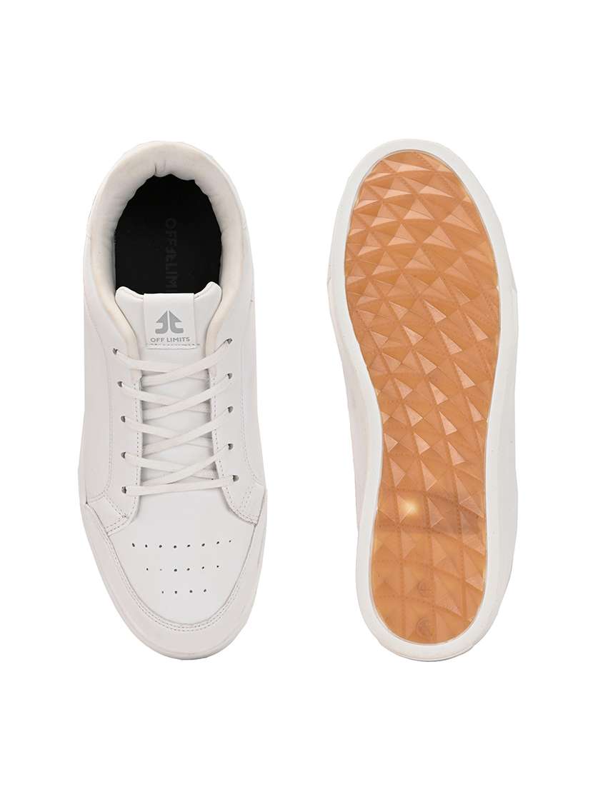 men solid white lace up sneaker - 21730688 - Standard Image - 3