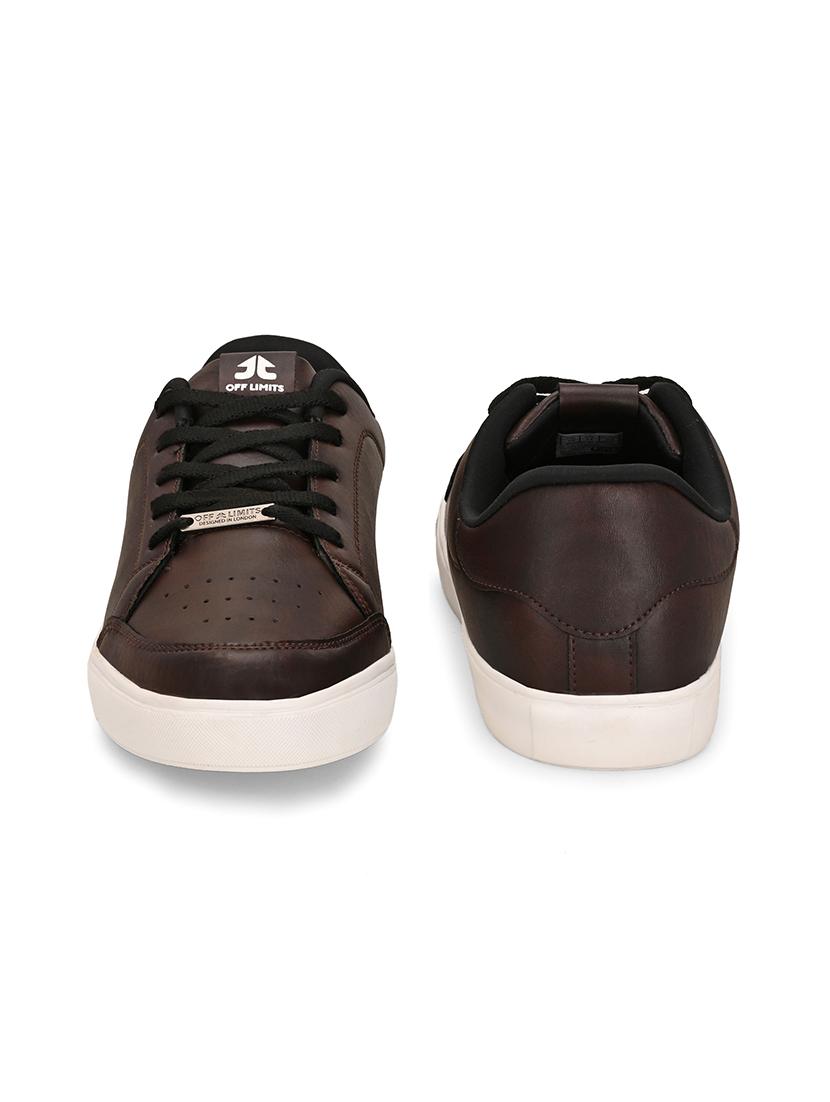 men solid brown lace up sneaker - 21730689 - Standard Image - 3