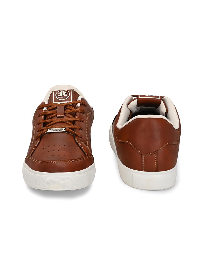 men solid brown lace up sneaker - 21730692 - Standard Image - 3