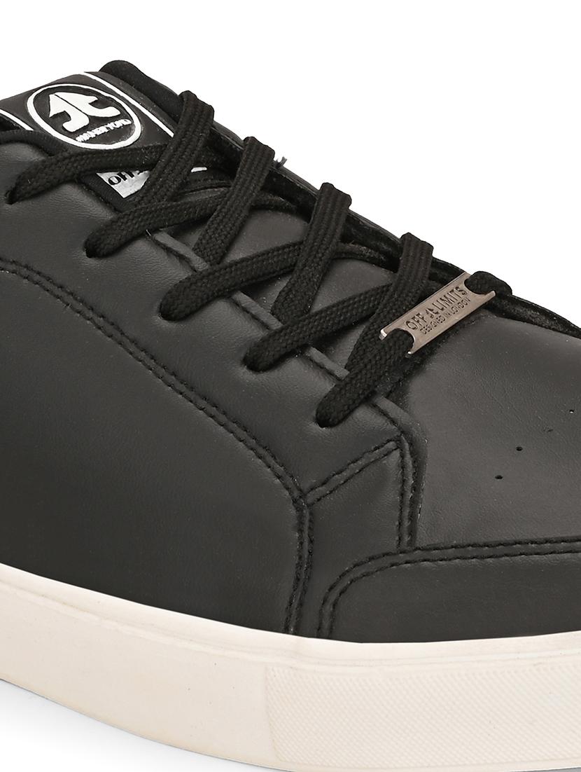 men solid black lace up sneaker - 21730693 - Standard Image - 5