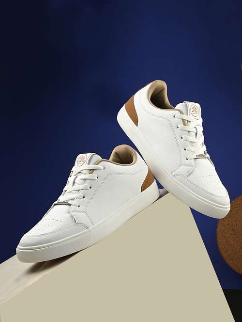 men solid white lace up sneaker - 21730694 - Standard Image - 0