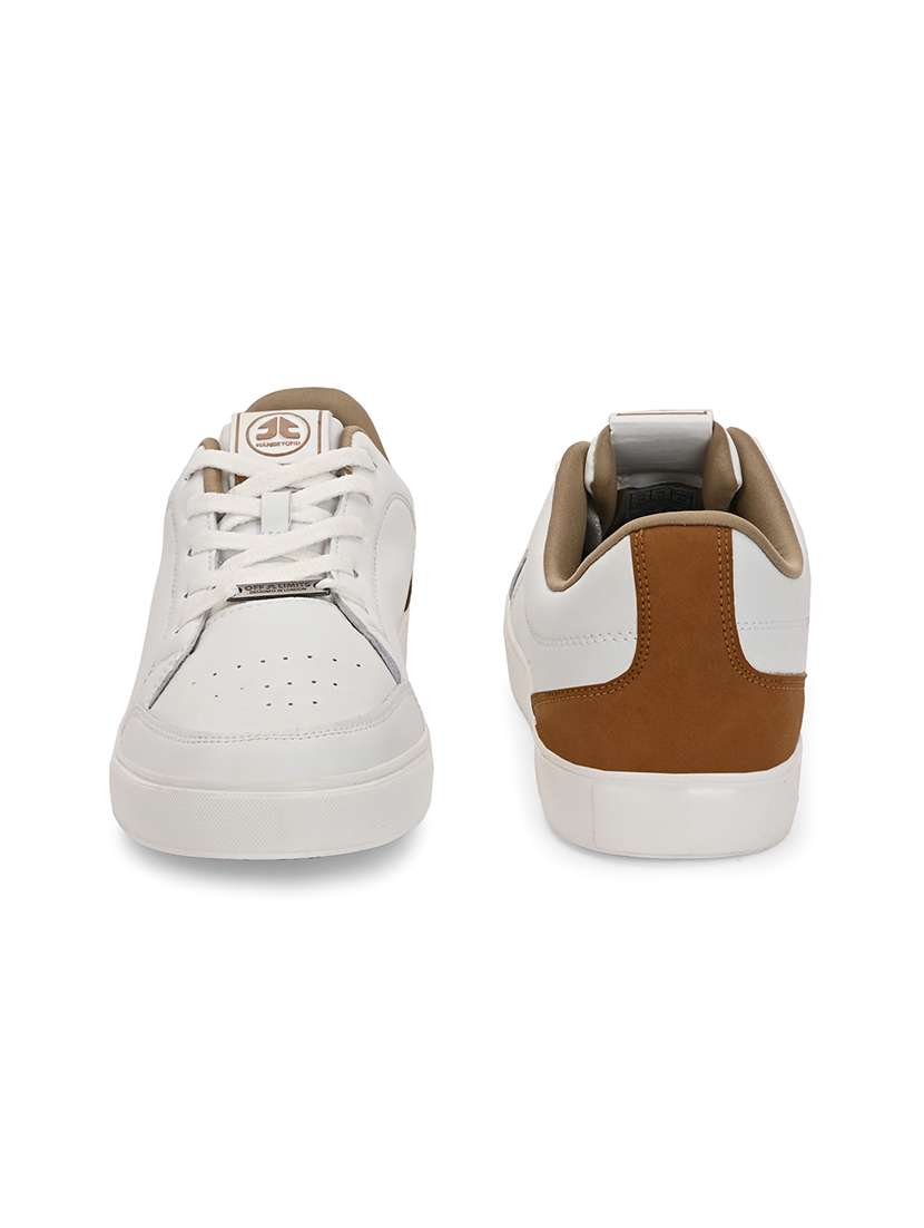 men solid white lace up sneaker - 21730694 - Standard Image - 3