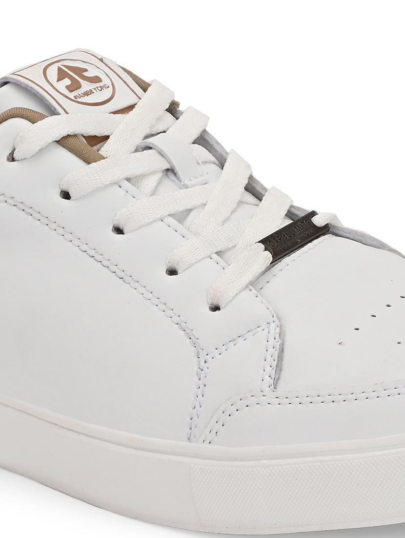 men solid white lace up sneaker - 21730694 - Standard Image - 5