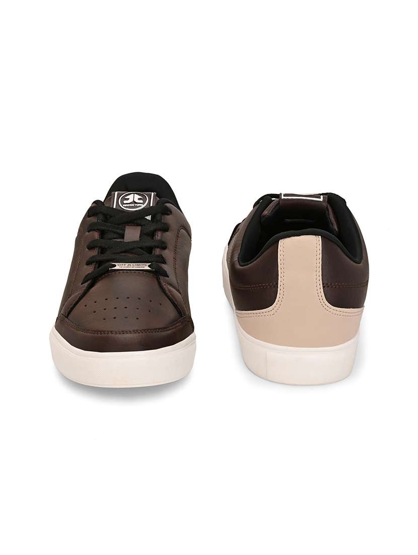 men solid brown lace up sneaker - 21730695 -  Standard Image - 3