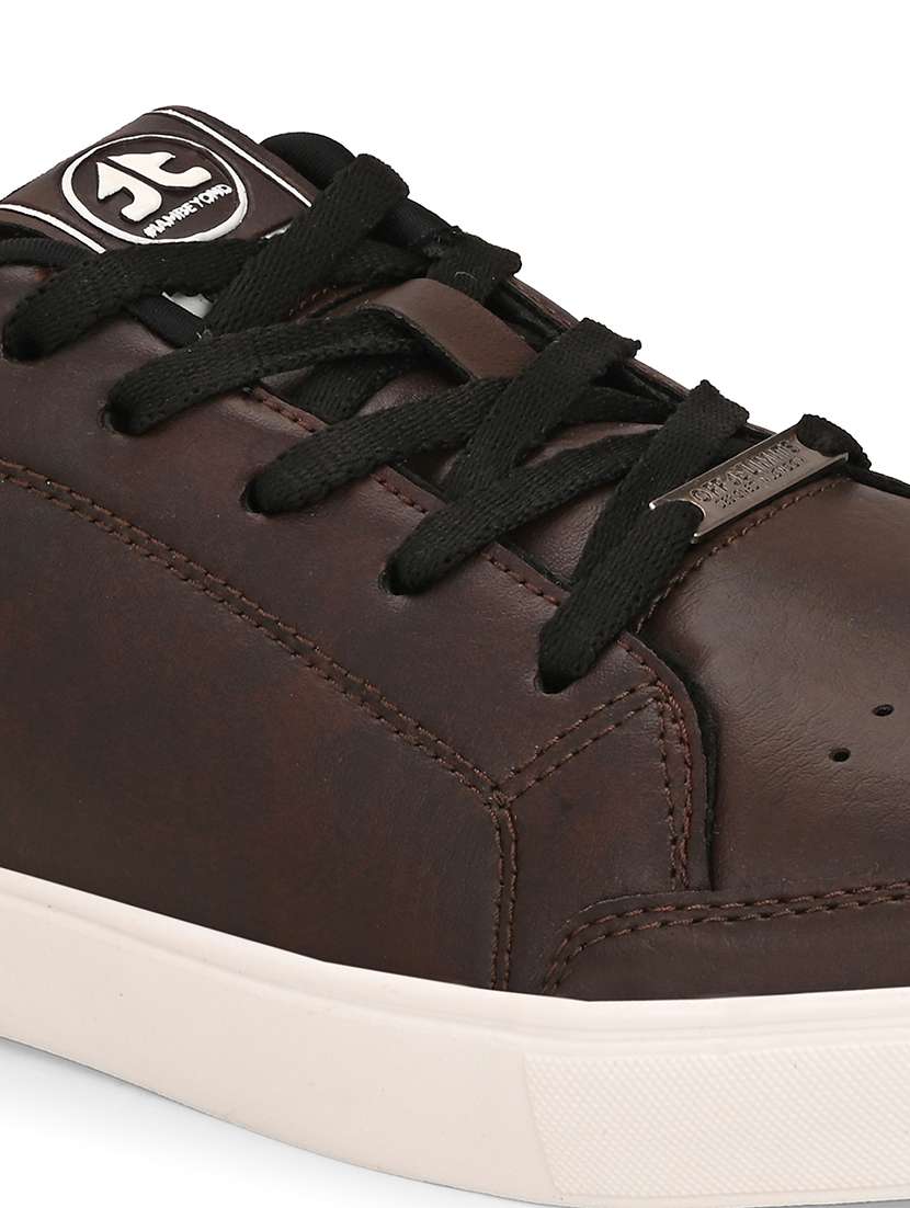 men solid brown lace up sneaker - 21730695 -  Standard Image - 5