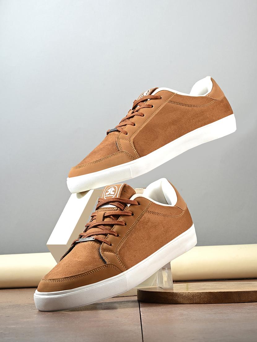 men solid tan lace up sneaker - 21730697 -  Zoom Image - 0