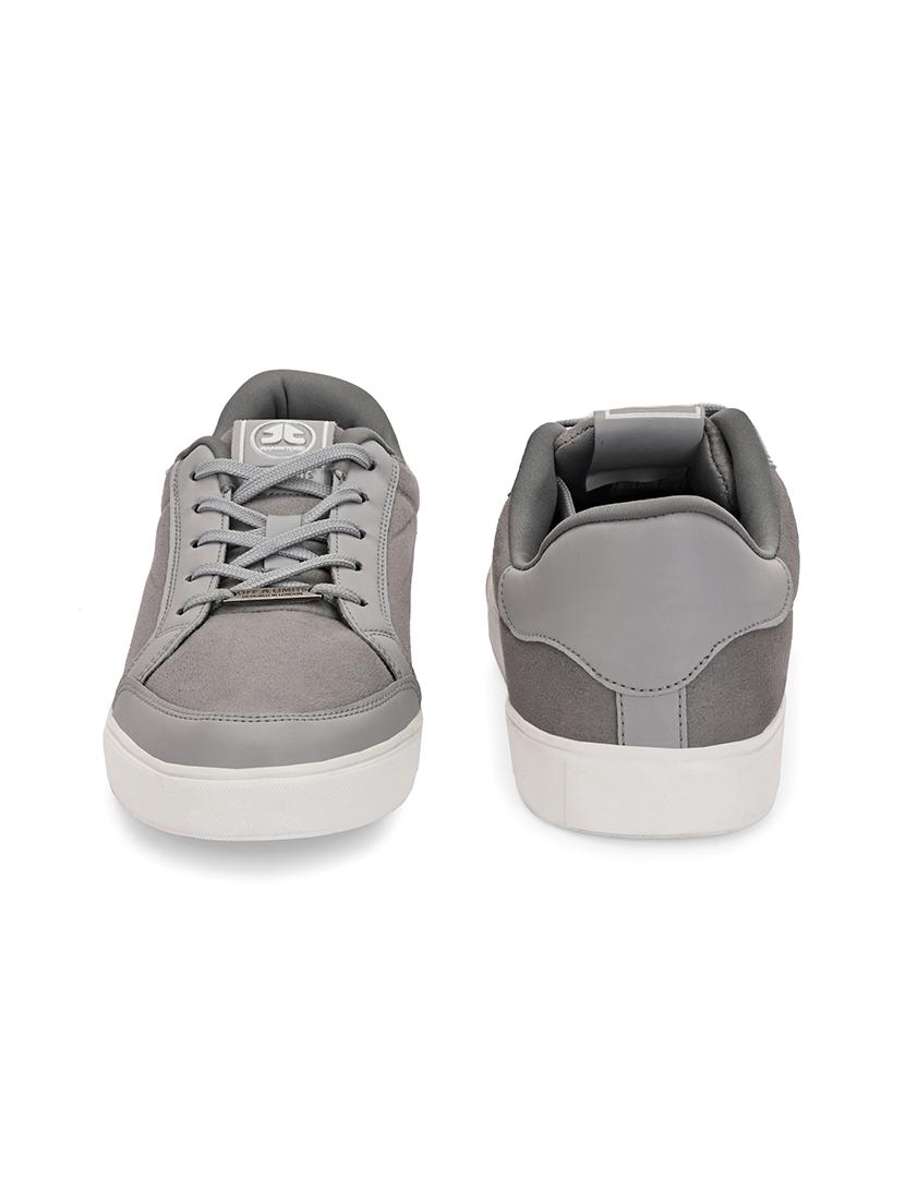 men solid grey lace up sneaker - 21730698 - Standard Image - 3