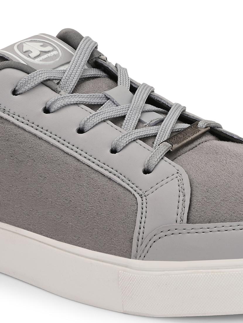 men solid grey lace up sneaker - 21730698 - Standard Image - 5
