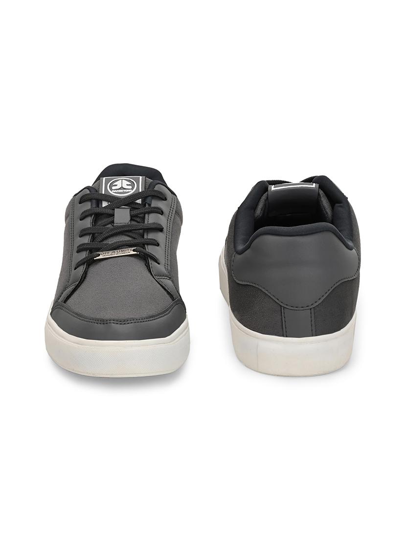 men solid grey lace up sneaker - 21730699 - Standard Image - 3