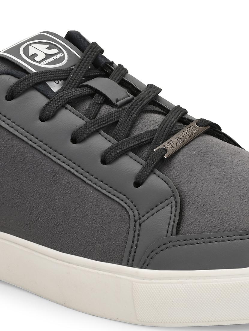 men solid grey lace up sneaker - 21730699 - Standard Image - 5