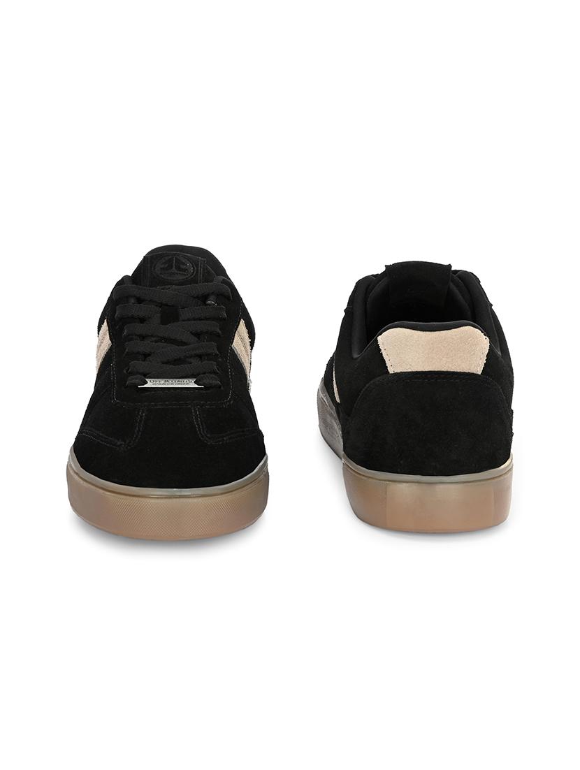 men solid black lace up sneaker - 21730702 - Standard Image - 3