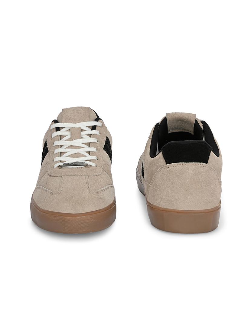 men solid beige lace up sneaker - 21730704 - Standard Image - 3