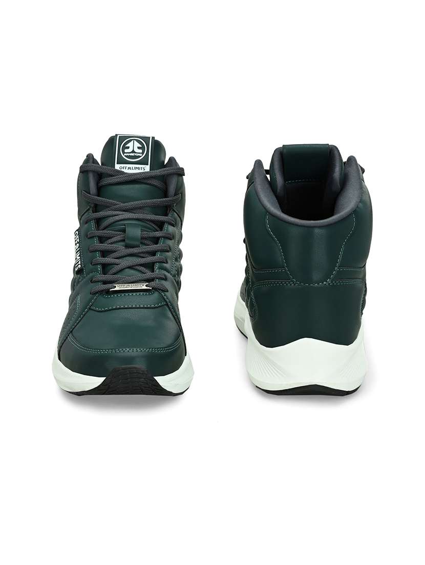 men bottle green lace up high ankle sneaker - 21730707 - Standard Image - 3