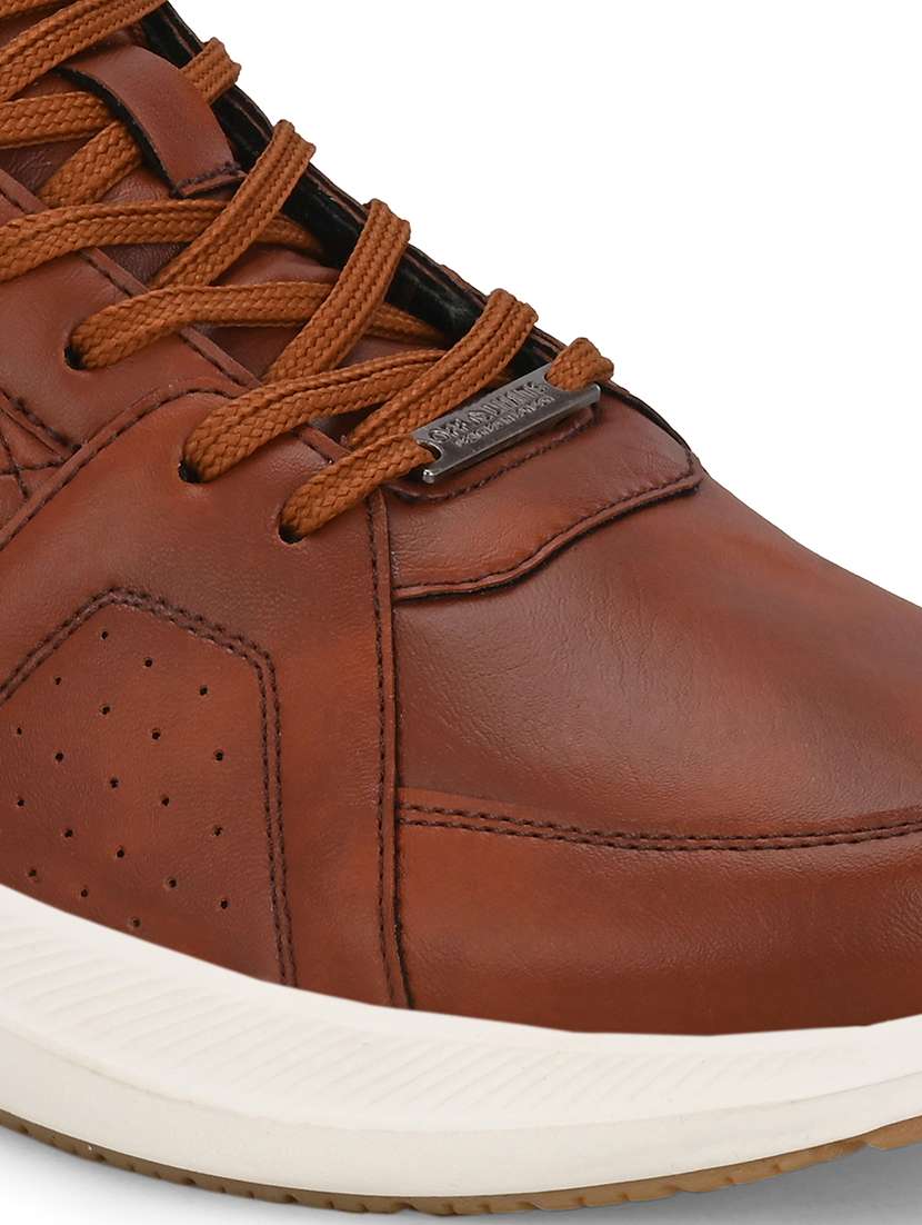 men solid tan lace up high ankle sneaker - 21730708 - Standard Image - 5