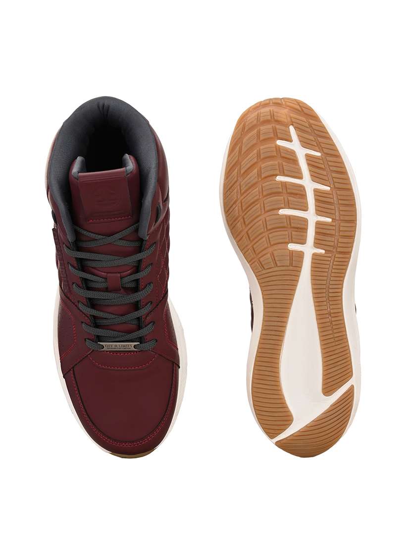 men solid lace up high ankle sneaker - 21730709 - Standard Image - 3