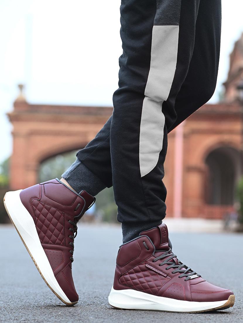 men solid lace up high ankle sneaker - 21730709 - Standard Image - 5